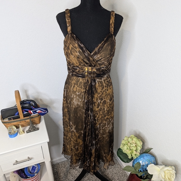 Badgley Mischka Dresses & Skirts - 💘 Badgley Mischka leopard print silk evening dress